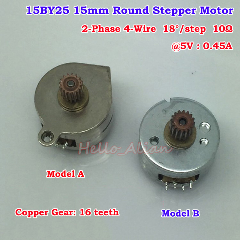 15BY25 Micro 15mm 2-Phase 4-Wire Mini Stepping Stepper Motor Metal Copper Gear