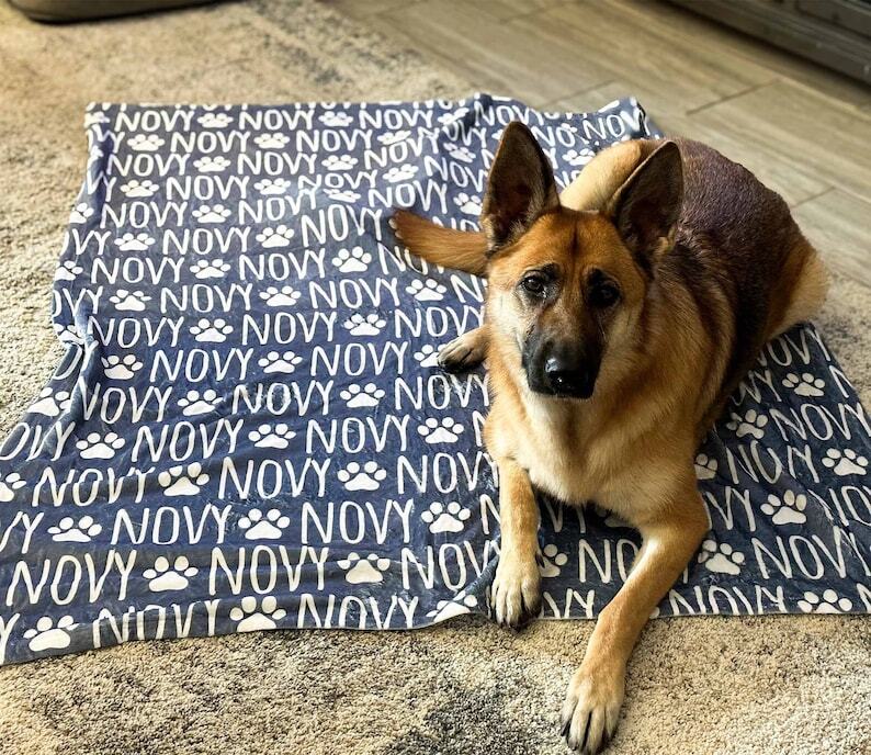 Personalized Paw Print Name Blanket For Dog Personalized Puppy Blanket