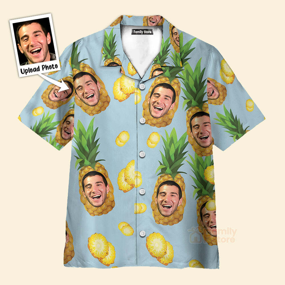 Custom Blue Pineapple Aloha Shirt for Men in US Sizes