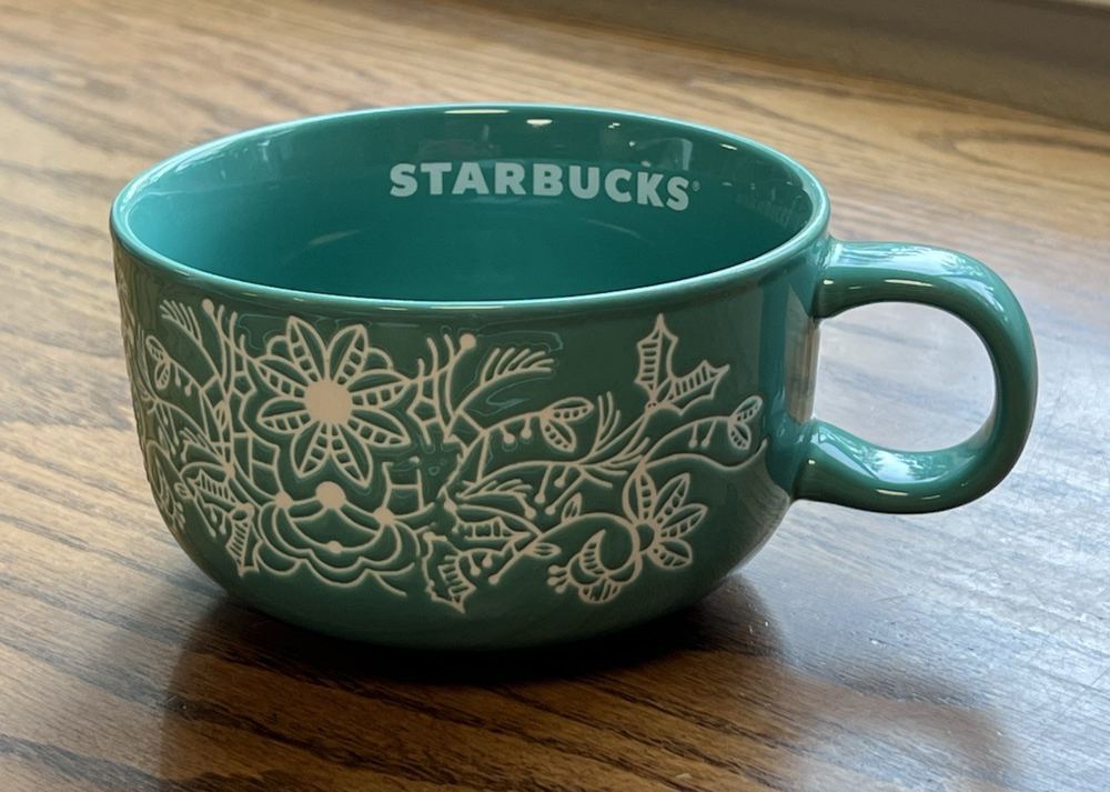 Starbucks 2022 Green Teal Woodland 16oz Ceramic Coffee Mug