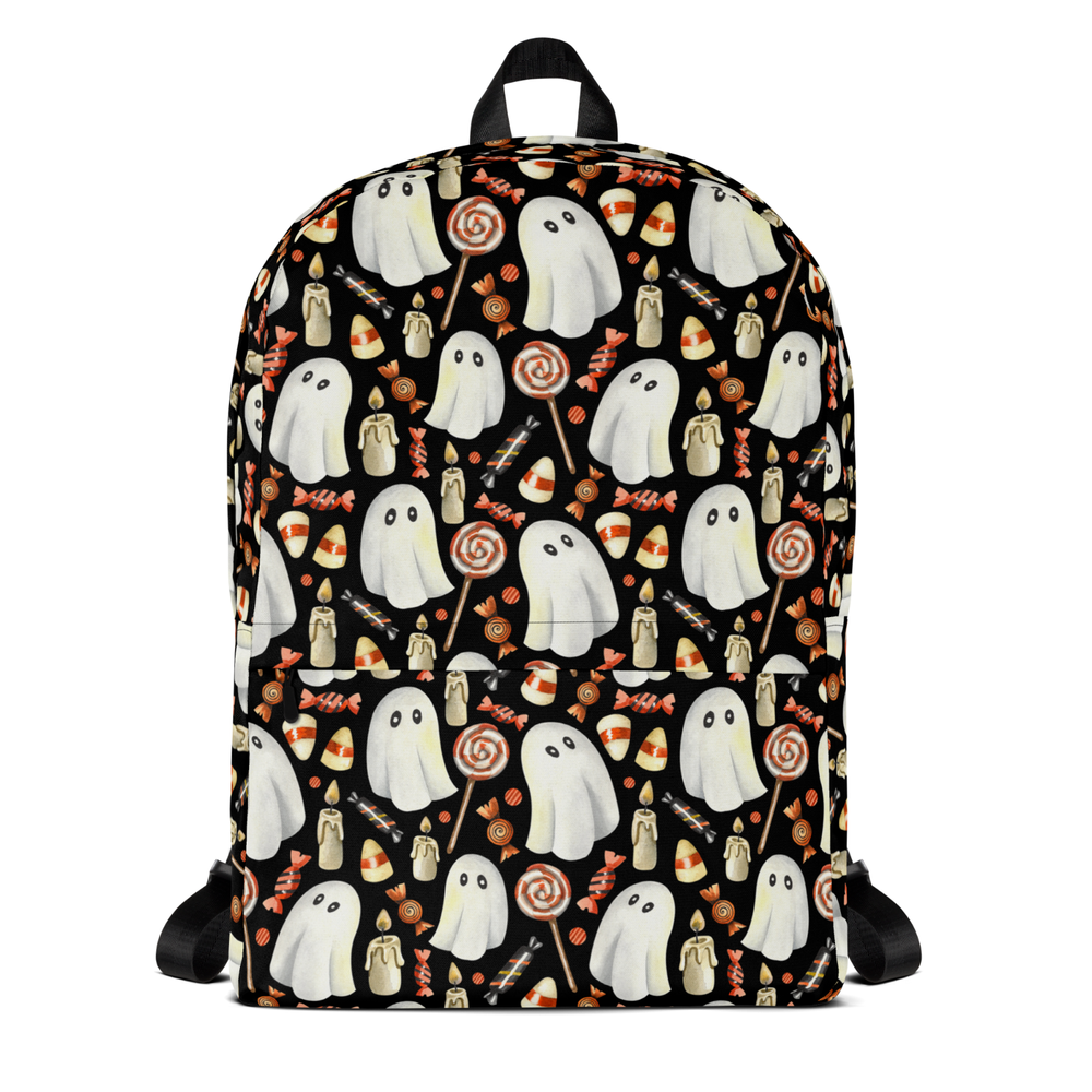 Halloween Ghosts and Candy Backpack, Spooky Halloween Water Resistant Bookbag