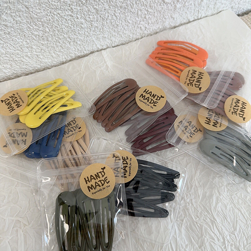 5-Piece Waterdrop Alloy Snap Barrettes in Milk Coffee Tones for Stylish Hair