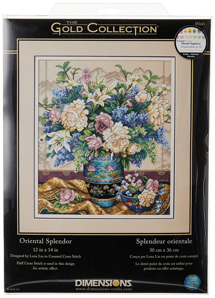 Gold Collection Counted Cross Stitch Kit, Oriental Splendor, 18 Count Beige A...