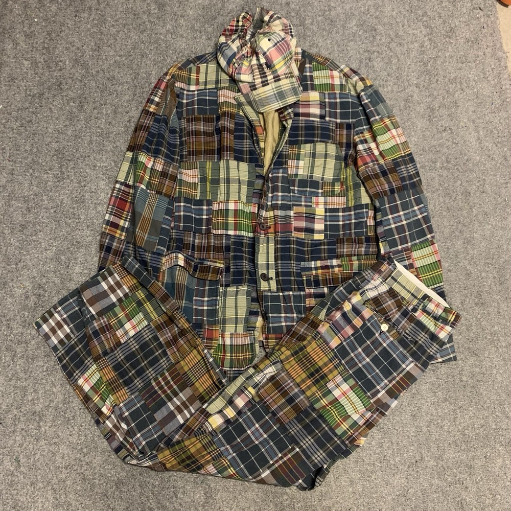 Polo Ralph Lauren Indian Madras Patchwork Cotton Suit And Hat Blazer XXL 34x32