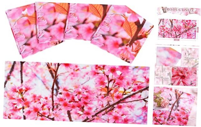 4 Pack Fluorescent Light Covers Magnetic Light Cover Cherry Blossoms