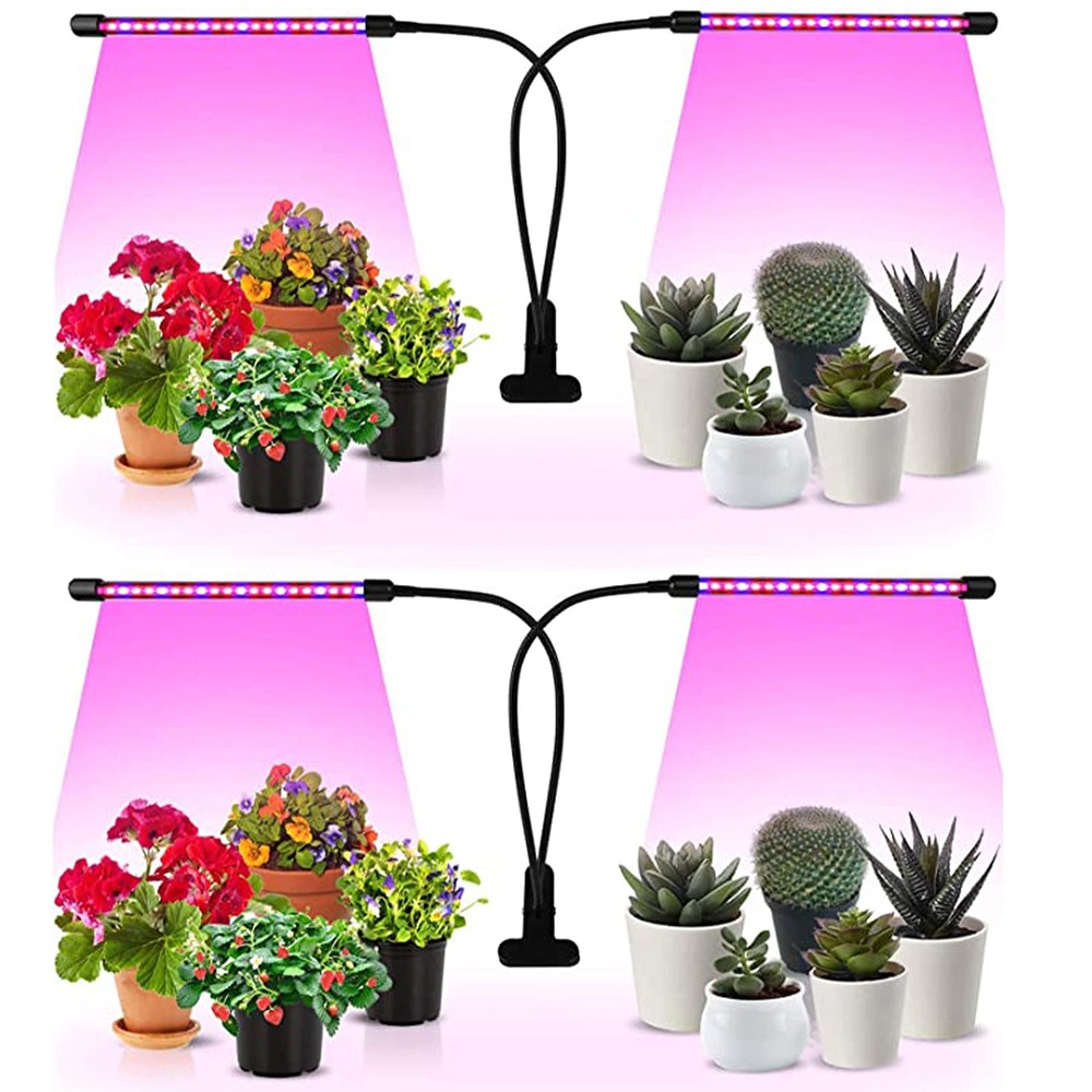 LED Grow Light with Adjustable Gooseneck Lamp and Auto Timing 4 Tubes Red&Blue