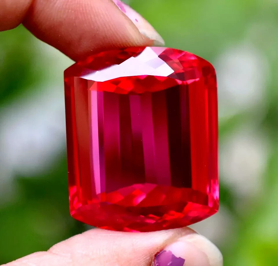107.85 Ct Natural Red Ruby Mogok Fancy Cut Certified Unheated Loose Gemstone