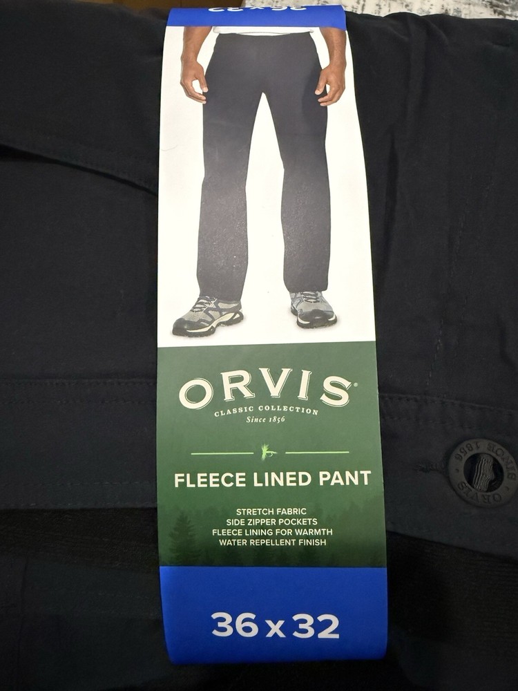 Orvis Men’s Fleece Lined Pant Stretch Fabric Water Resistant RG Fit W36L32