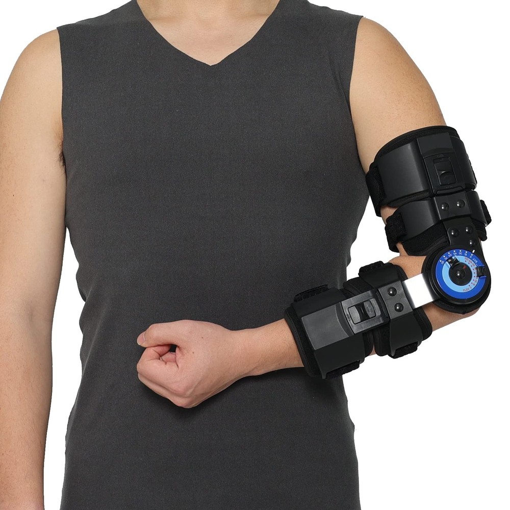 Orthomen Hinged ROM Elbow Brace Adjustable Post OP Elbow Brace Stabilizer Spl...