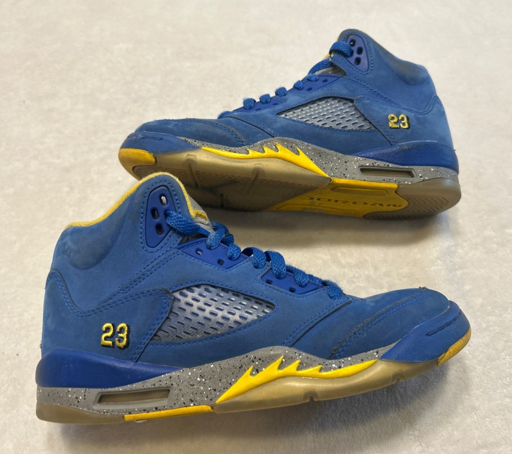 Nike Boys Air Jordan 5 Size 4.5 Y CI3287-400 Blue Basketball Shoes Sneakers
