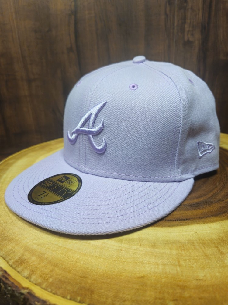 Atlanta Braves New Era 59Fifty Fitted Hat Cap Size 7 5/8 MLB Baseball Lavender
