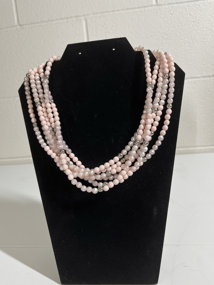 Jay King DTR Sterling Silver 8 Strand Pink Angel Skin Coral Bead 20.5