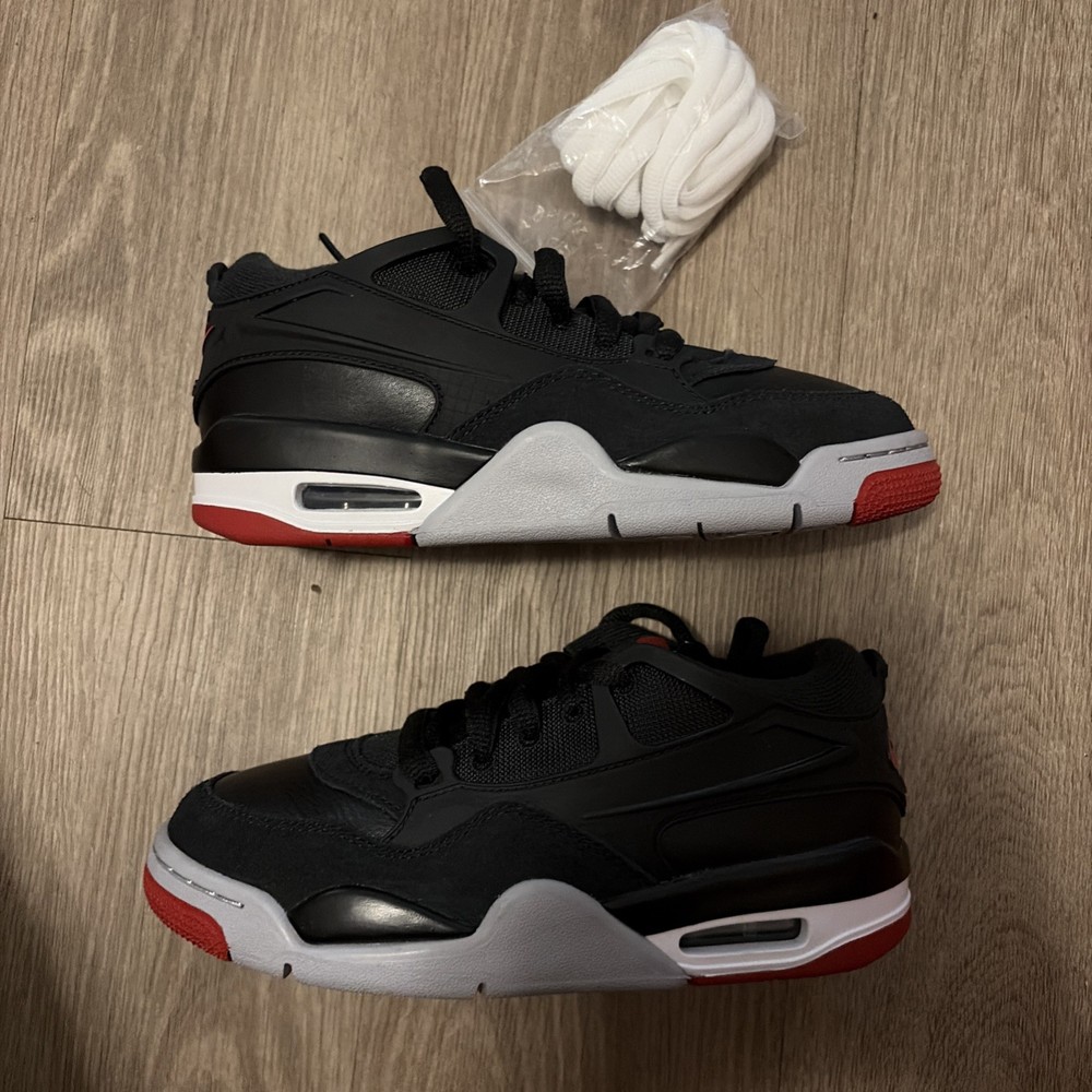 Jordan Air Jordan 4 RM GS Black Varsity Red Wolf Grey Sneaker 4y Brand New