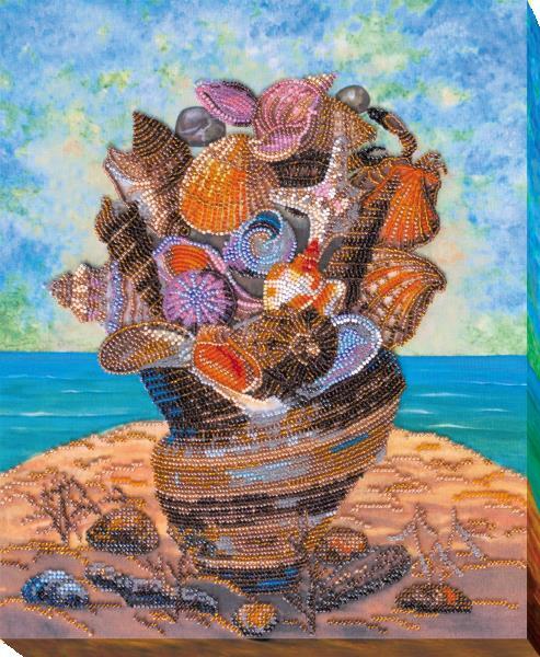Bead embroidery kit Sea with me needlework kit Art canvas beadwork pattern