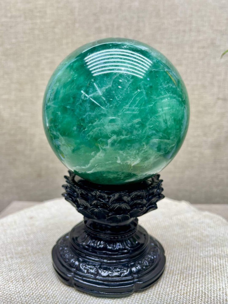 3.63LB Natural Fluorite Quartz Sphere 98mm Reiki Healing Crystal Ball Gift