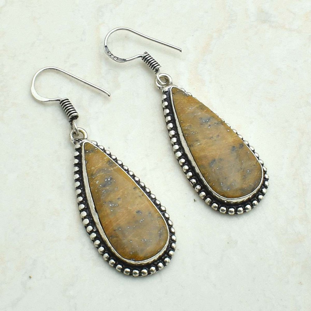 Dendrite Opal Gemstone Handmade Drop Dangle Earrings Jewelry Gift 2.08