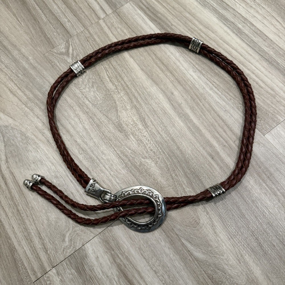 Brighton Women's Vintage Brown Leather Lasso Western Belt Split Braid Rope