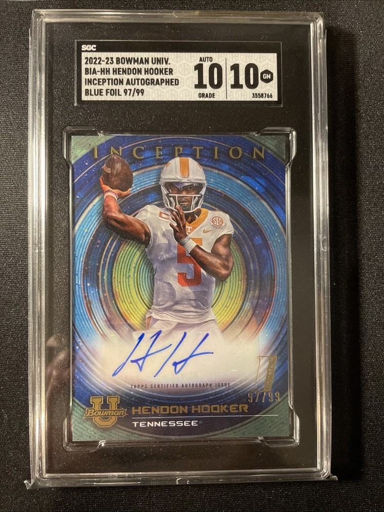 2022-23 Bowman U Inception Hendon Hooker Auto Blue Foil /99 SGC 10/10