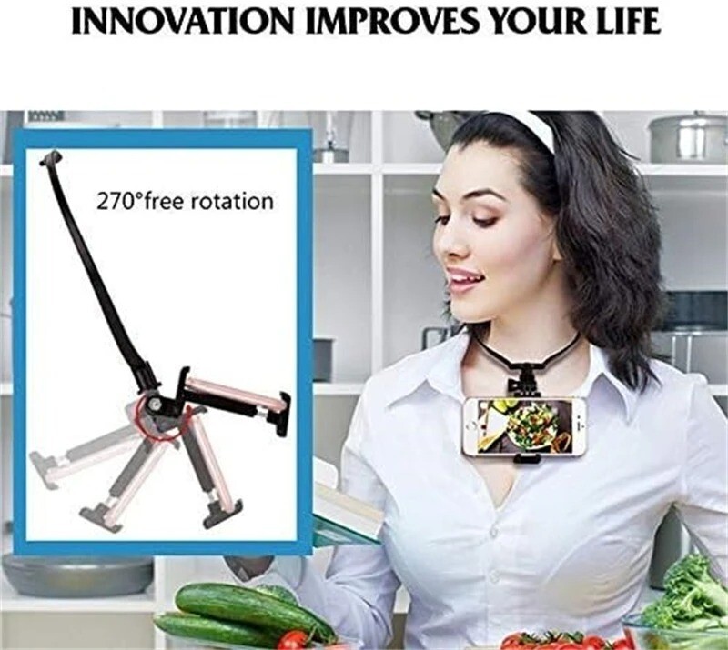 Hands-Free Neck Mount Stand for Smartphone & GoPro Wearable Holder  