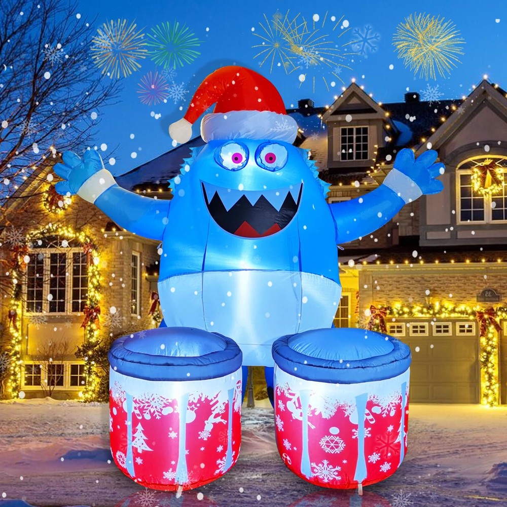 6FT Christmas Inflatables Outdoor Decorations, Blow Up Monster Inflatable wit...