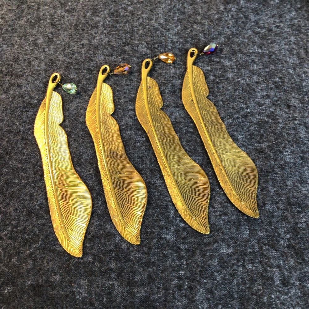 Feather Shaped Bookmarks Lot Of 4