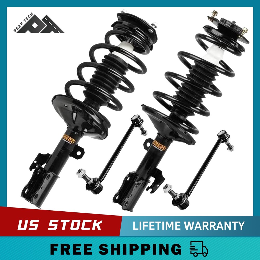 4PC Front Struts & Sway Bar Links for Toyota Sienna FWD 2005 - 2010 7 Passenger