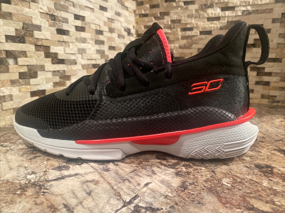 Under Armour Curry 7 Size 5.5 Black Beta Red Youth Grade School Basketball