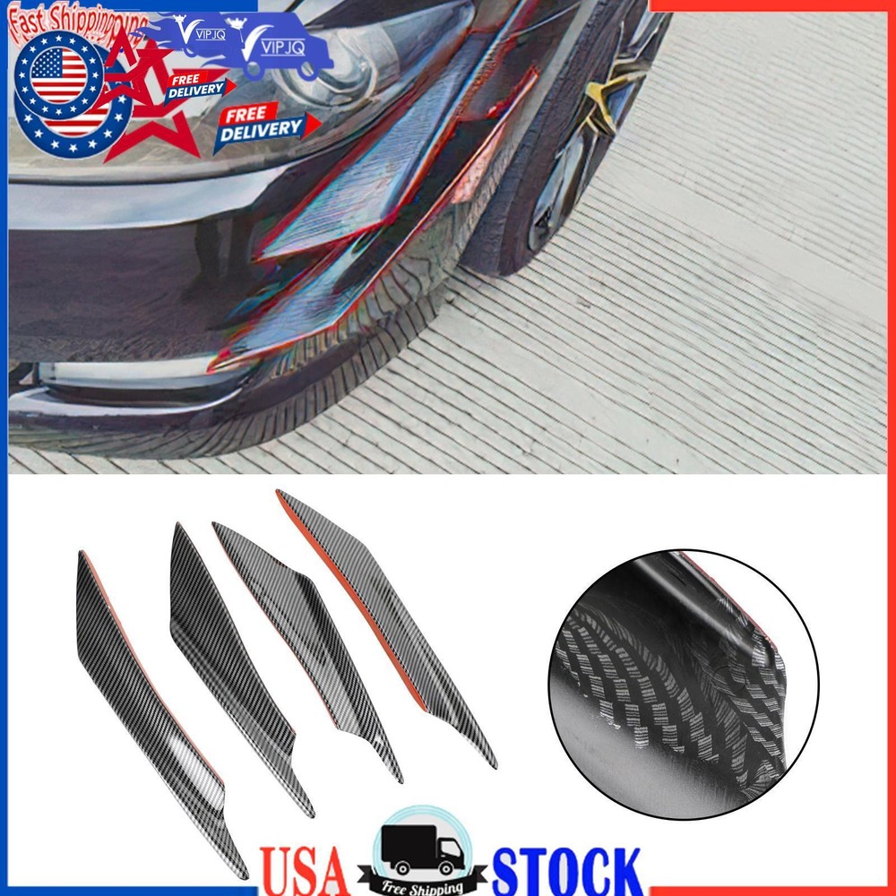4pcs Carbon Fiber Look Bumper Fins Splitter Canards Universal