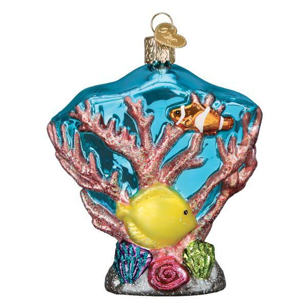 Coral Reef Fish Sea Life Glass Ornament Old World Christmas New