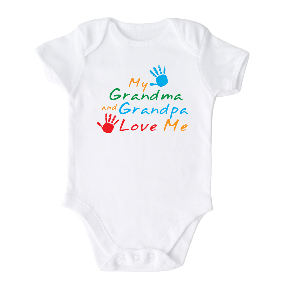My Grandma & Grandpa Baby Onesie® Funny Gift Newborn Baby Boy Girl Infant Romper