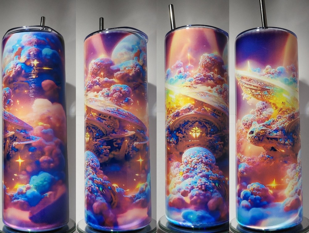 Space city tumbler  Stainless-Steel 20oz with SS straw and cleaner