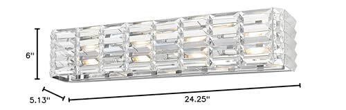 Jonathan Y Evelyn 3-Light LED Vanity in Iron Crystal 24-Inch