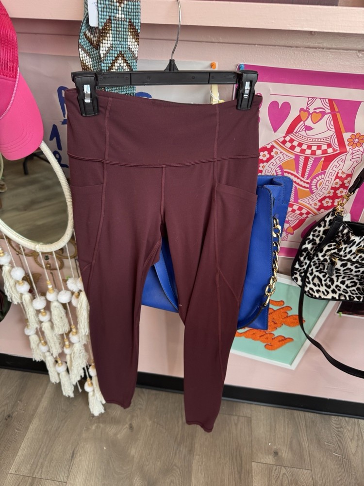 Athleta Womens Maroon Leggings Size S High-Waisted Workout Yoga Pants