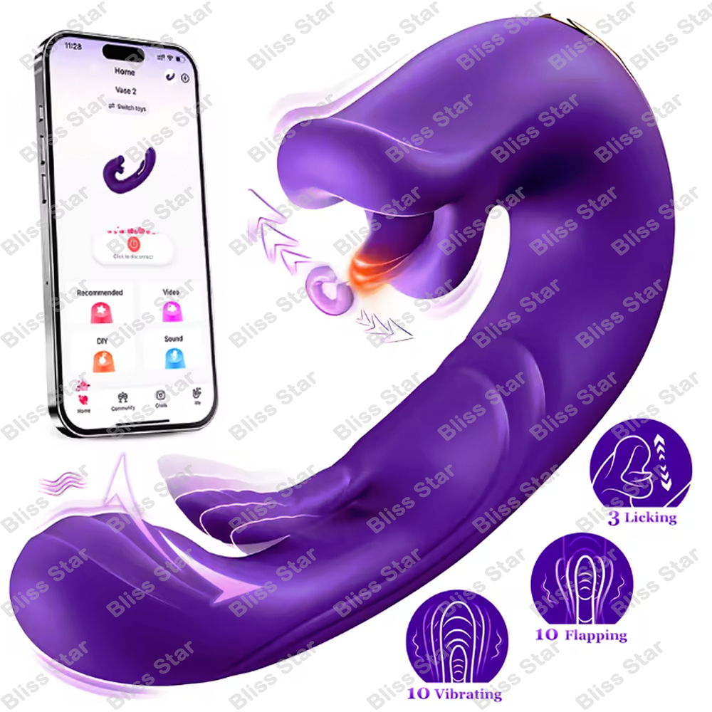 Flapping Rabbit G-spot Vibrator Clit Licking Dildo Stimulator Sex Toys for Women