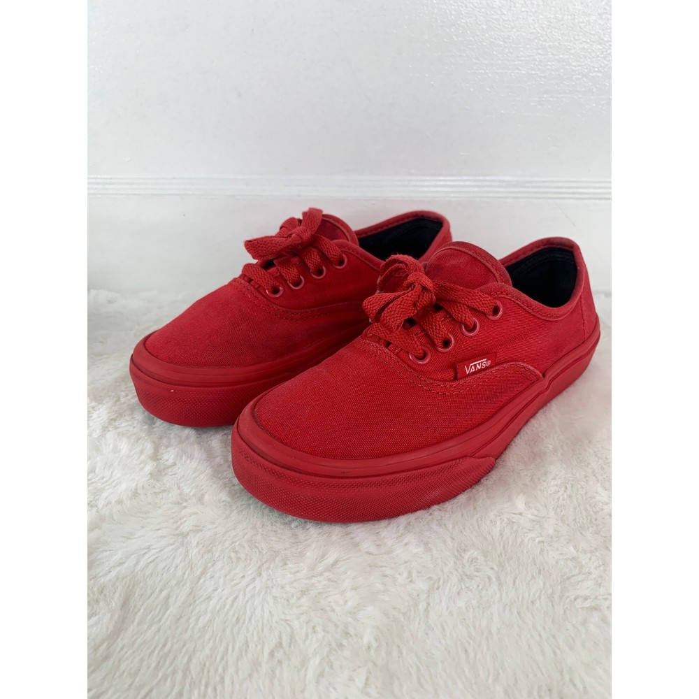 Vans Red Canvas Low Top Skate Shoes Kids Size 2