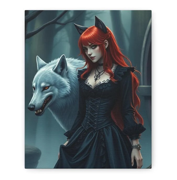 Feral Flame Mage Fantasy Wall Art for Home Decor