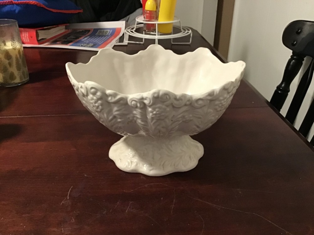 Italian Milk Glass Compote Dish Elegant Vintage Serving Piece