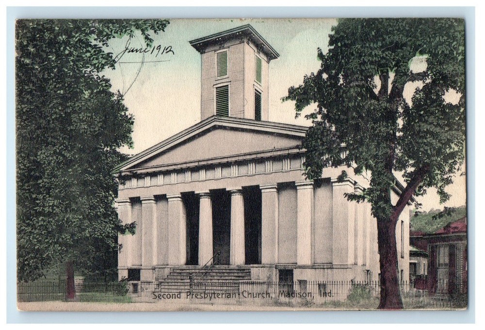 c1910's Second Presbyterian Church Madison Indiana IN Antique Postcard