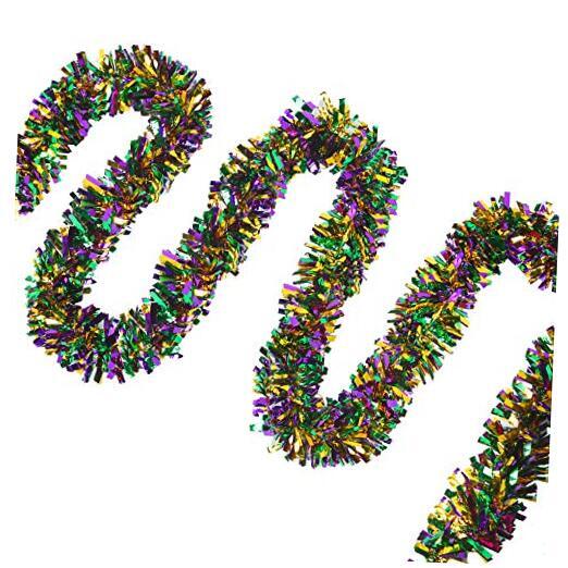 3 Pieces Mardi Gras Decorations 49 Feet Mardi Gras Tinsel Garland Purple