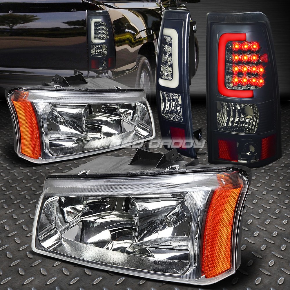 Chrome Crystal Headlight Corner Smoked 3D LED Tail Light for 03-07 Silverado