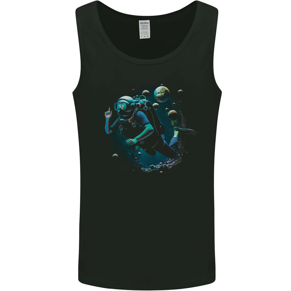 Space Scuba Diving Astronaut Diver Planets Mens Vest Tank Top
