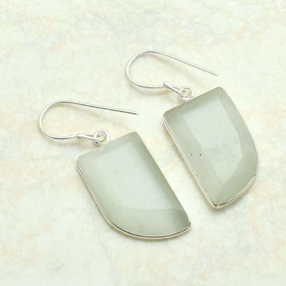 Cat Eye Handmade Drop Dangle Earrings Jewelry Purpose Day Gift 2.44