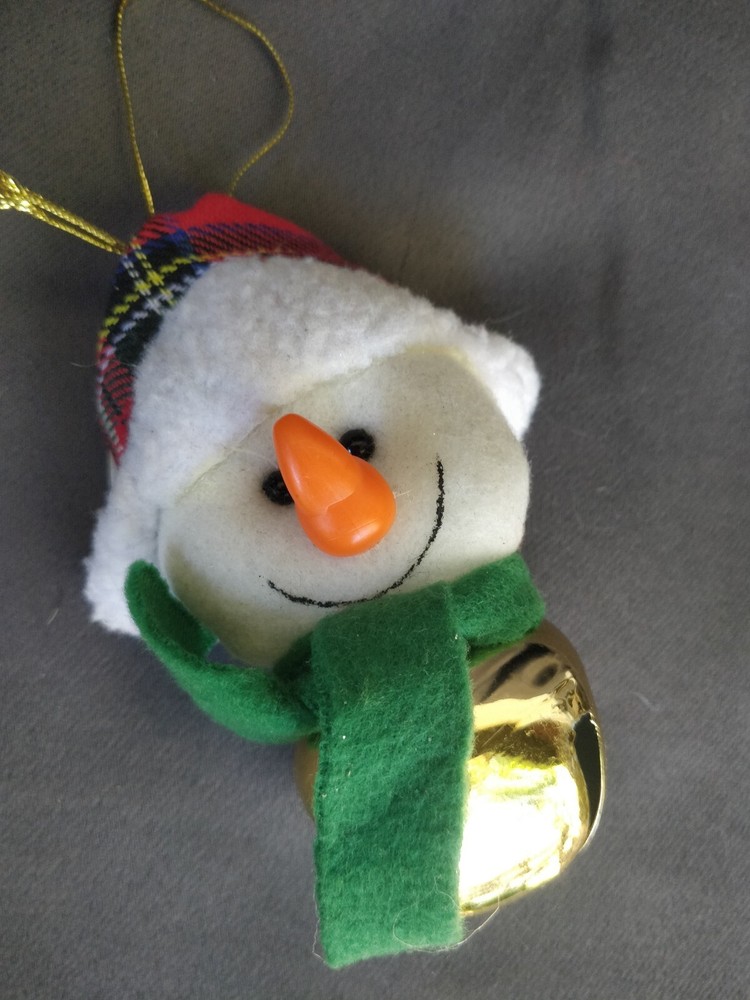 Christmas Ornament Snowman Jingle Bell Rustic County Hanging Decoration Plaid Ha