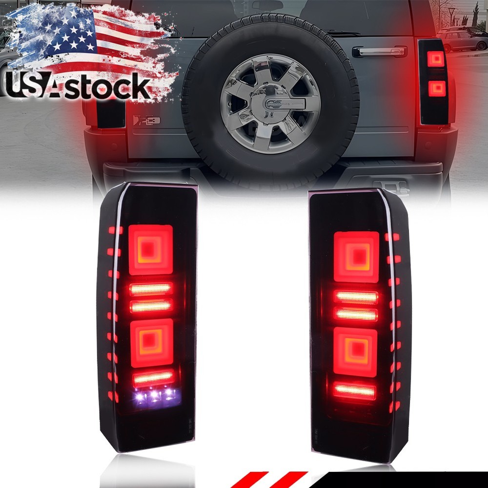 2X Smoke Rear Red LED Tail Turn Signal Brake Lights Assy For 2006-2010 Hummer H3