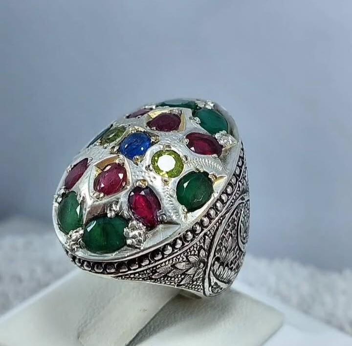Stone Emerald Ring Emerald Sapphire Ruby Gemstone Ruby Sterling Silver 925 Ring