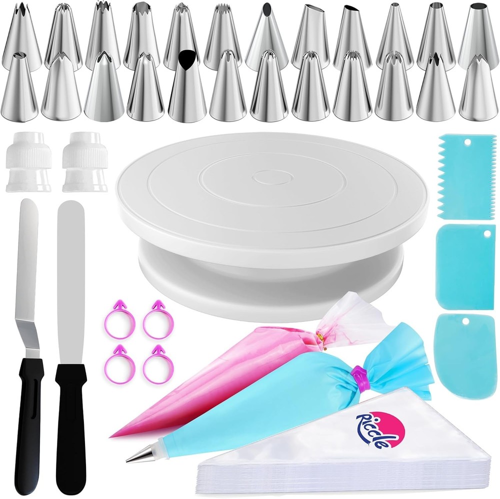 88pcs Cake Decorating Kit with Turntable - 50 Disposable & 2 Reusable Tools