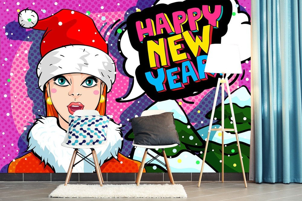 3D Christmas Girl Wallpaper ZHUA50908 Removable Self-Adhesive Wall Mural