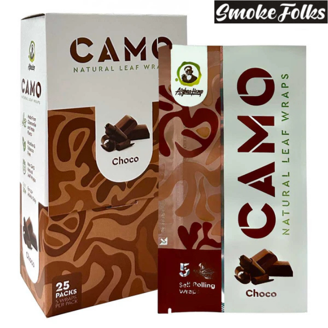 Camo Self-Rolling 125mm Natural Leaf Wraps Chocolate Flavor Full Box