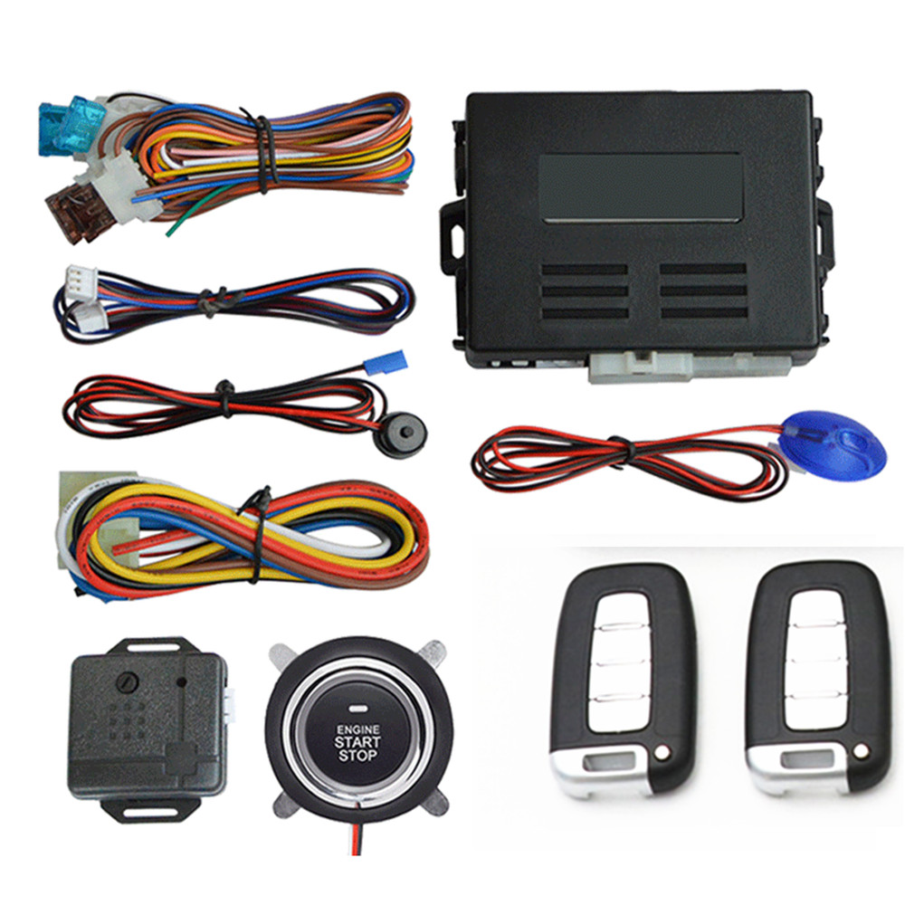Keyless Entry Push Start Button Car Alarm System Kit with Engine Ignition