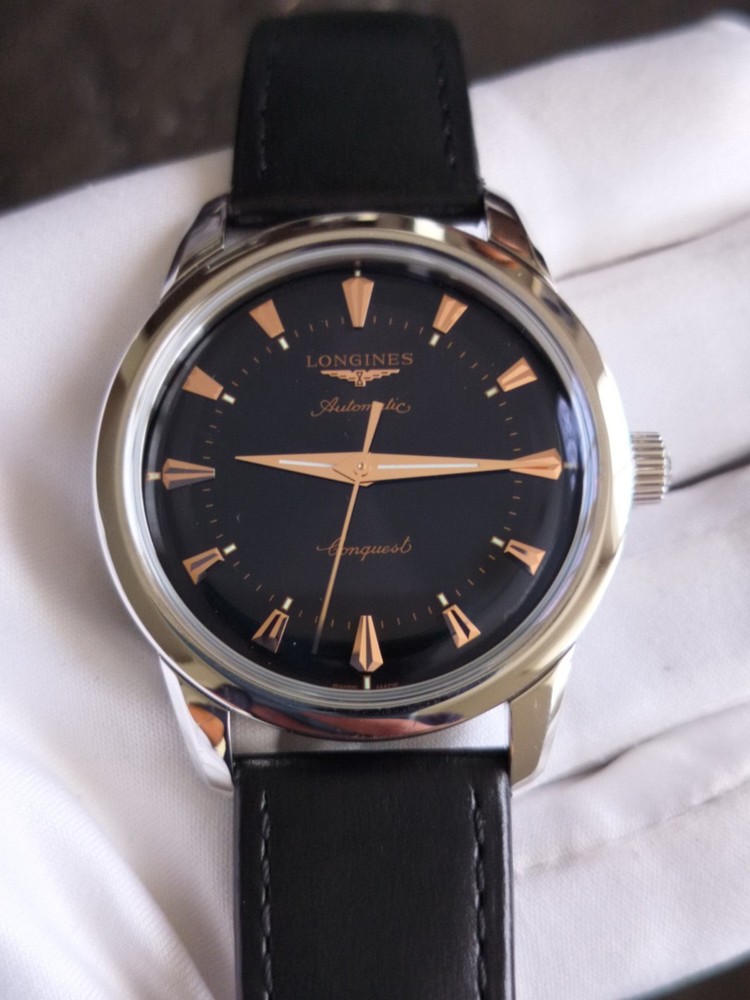 Longines Conquest Mens Black Dial Stainless Steel Watch L1.650.4.52.2